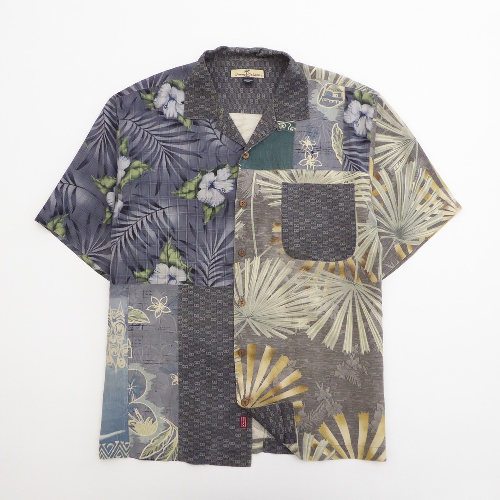 Tommy Bahama Men's Silk Hawaiian Camp Shirt Patchwork Floral Print Size Medium